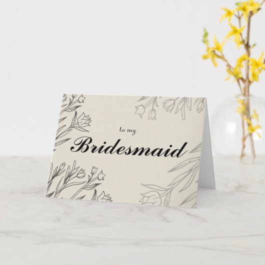 私の花嫁の介添え人へのカード カード (黄色い花)