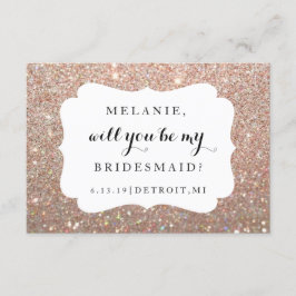 私の花嫁の介添人になってくれますか - ウェディングデイ ローズ グリッター 招待状