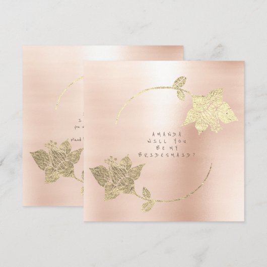 私の花嫁の介添人になってくれますか ピンク ブラッシュ ローズ ゴールド 招待状 (正面/裏面)