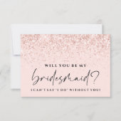 私の花嫁の介添人になってくれますか？ ブッシュピンクグリッターカード 招待状 (正面)