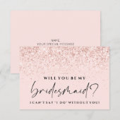 私の花嫁の介添人になってくれますか？ ブッシュピンクグリッターカード 招待状 (正面/裏面)