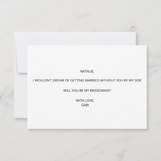 私の花嫁の介添人になってくれますか? 招待状 (裏面)