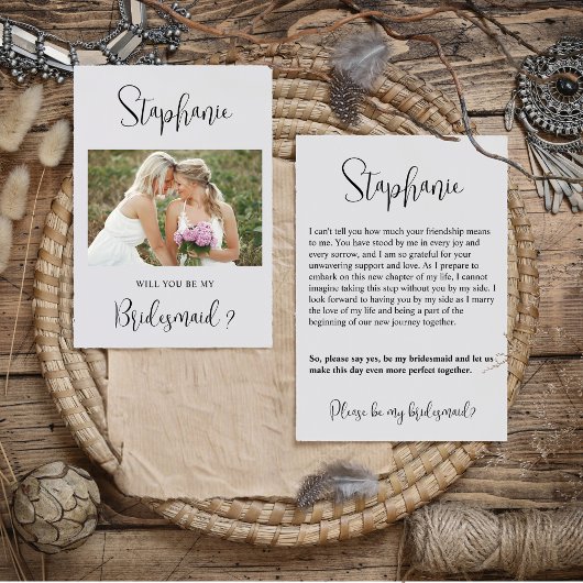 私の花嫁の介添人になってくれますか? 提案写真カード 招待状