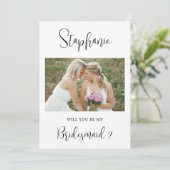 私の花嫁の介添人になってくれますか? 提案写真カード 招待状 (スタンド正面)