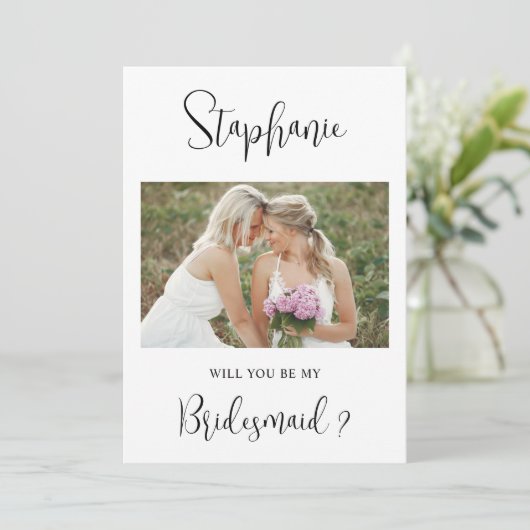私の花嫁の介添人になってくれますか？ 提案写真カード 招待状 (スタンド正面)
