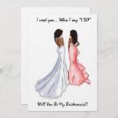 私の花嫁の介添人になって - アフリカ系アメリカ人 招待状 (正面/裏面)