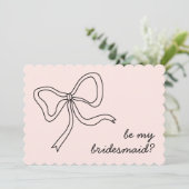 私の花嫁の介添人になって！ピンクの蝶ネクタイの提案 招待状 (スタンド正面)