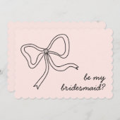 私の花嫁の介添人になって!ピンクの蝶ネクタイの花嫁の介添人提案 招待状 (正面/裏面)