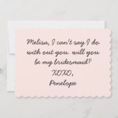 私の花嫁の介添人になって ピンクの蝶ネクタイ 花嫁の介添人提案 招待状 (裏面)