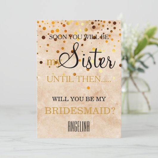 私の花嫁の付き添いになってくれる?大理石の背景 招待状 (スタンド正面)