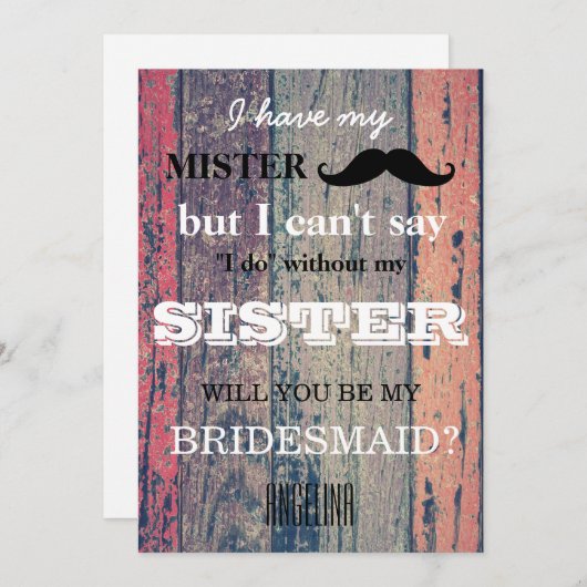 私の花嫁の付き添いになってくれる？ 招待状 (正面/裏面)