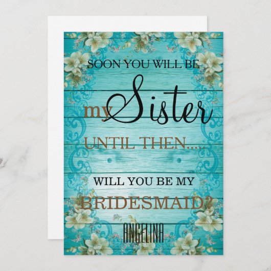 私の花嫁の付き添いになってくれる? 招待状 (正面/裏面)