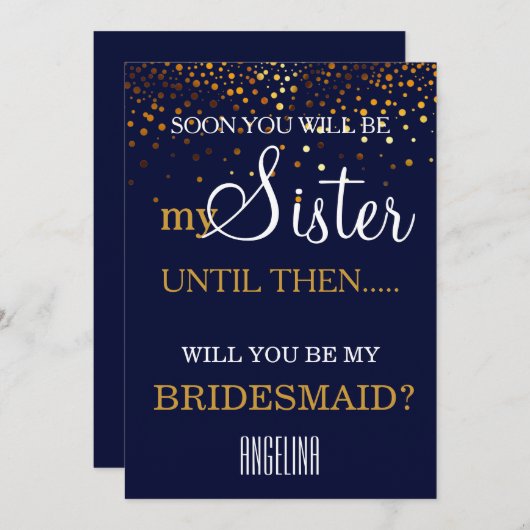 私の花嫁の付き添いになってくれる？ 招待状 (正面/裏面)