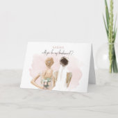 私の花嫁の付き添いになるかピンクの赤い髪に カード (正面)