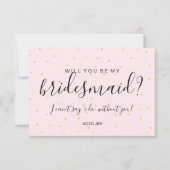 私の花嫁の付き添いのカードになるか？金ゴールドドットピンク 招待状 (正面)