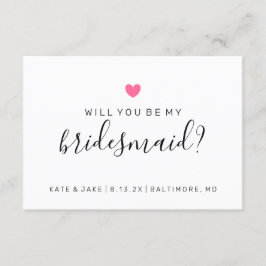 私の花嫁の付き添いの濃いピンクのハート 招待状