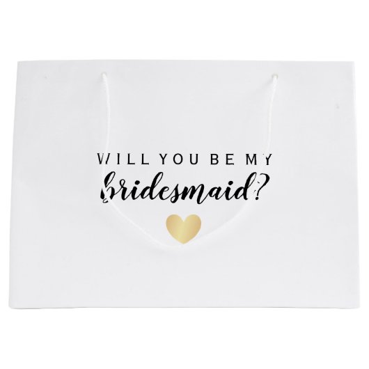 私の花嫁の付き添い金ゴールド紙吹雪ハート ラージペーパーバッグ (正面)