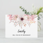 私の花嫁の仲間になってくれますか? 水彩花のカード 招待状 (スタンド正面)