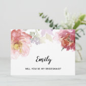 私の花嫁の仲間になってくれる？カントリー フラワーズ カード (スタンド正面)