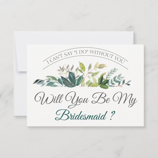 私の花嫁の仲間になってくれる？ | 緑の植物 招待状 (正面)