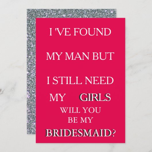 私の花嫁の依頼ピンク&グリッター 招待状 (正面/裏面)