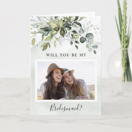 私の花嫁の写真の緑素朴か カード (正面)