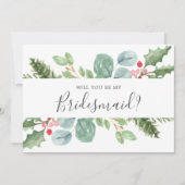 私の花嫁の名刺はクリスマスグリーン 招待状 (正面)