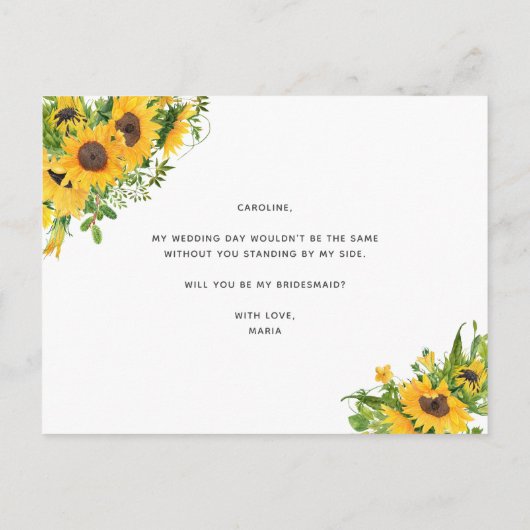 私の花嫁の提案はヒマワリ 案内ポストカード (裏面)