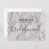 私の花嫁の柄の白い大理石 インビテーションポストカード (正面/裏面)
