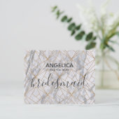 私の花嫁の柄の白い大理石 インビテーションポストカード (スタンド正面)