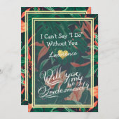 私の花嫁の熱帯フローラ金ゴールド 招待状 (正面/裏面)