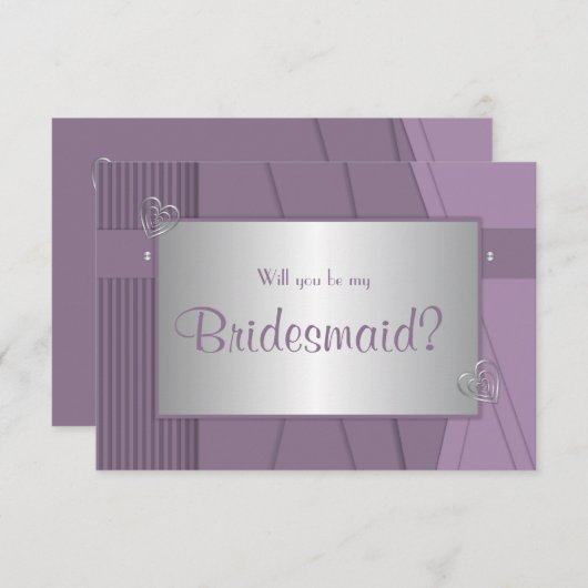 私の花嫁の紫の紫と銀になりませんか 招待状 (正面/裏面)