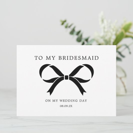 私の花嫁の結婚式の日の写真にコケット弓 サンキューカード (スタンド正面)