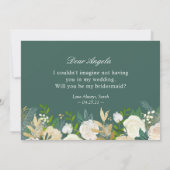私の花嫁の緑の金ゴールドフローラ 招待状 (裏面)