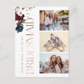 私の花嫁の赤と海軍の花模様の写真 インビテーションポストカード (正面)