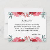 私の花嫁の赤ローズウォーターの色 招待状 (裏面)