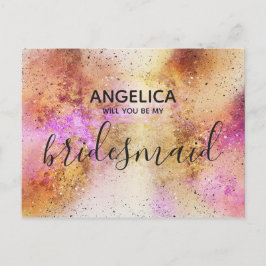 私の花嫁の金ゴールドピンクの空か インビテーションポストカード
