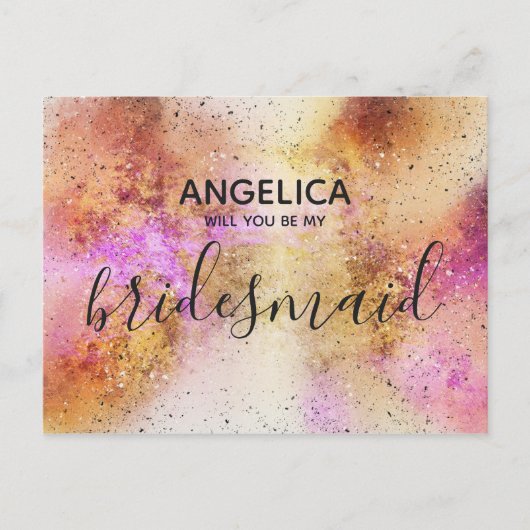 私の花嫁の金ゴールドピンクの空か インビテーションポストカード (正面)