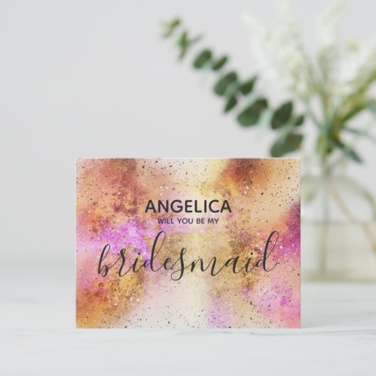 私の花嫁の金ゴールドピンクの空か インビテーションポストカード (スタンド正面)