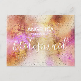 私の花嫁の金ゴールドピンクの空か インビテーションポストカード