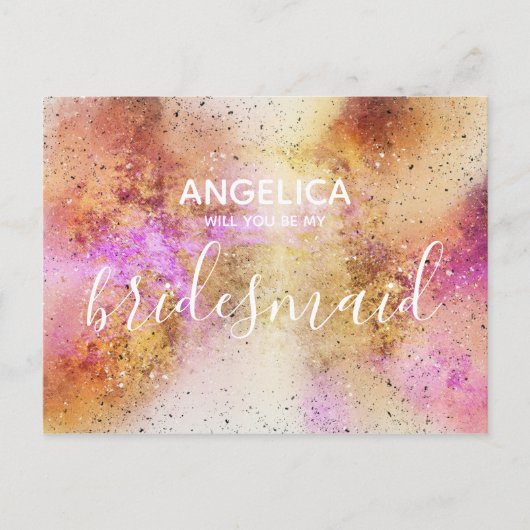 私の花嫁の金ゴールドピンクの空か インビテーションポストカード (正面)