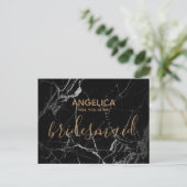 私の花嫁の黒大理石の金ゴールドか インビテーションポストカード (スタンド正面)