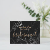 私の花嫁の黒大理石の金ゴールドか インビテーションポストカード (スタンド正面)