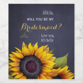 私の花嫁ひまわりネイビーの提案か ワインラベル (シングルラベル)