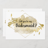 私の花嫁カードの金ゴールドの葉の効果 招待状 (正面/裏面)