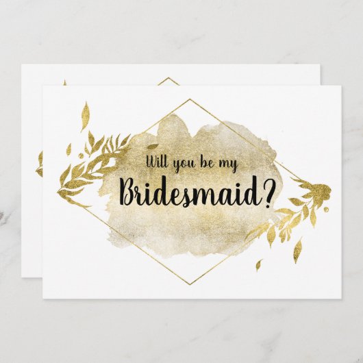 私の花嫁カードの金ゴールドの葉の効果 招待状 (正面/裏面)