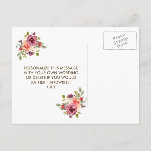 私の花嫁カードフラワーガールメイドになるかな? インビテーションポストカード (裏面)