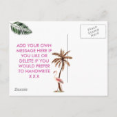 私の花嫁カード熱帯フラミンゴか インビテーションポストカード (裏面)