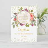 私の花嫁カード紫の金ゴールドフローラか 招待状 (スタンド正面)