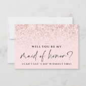 私の花嫁カード赤面ピンクグリッター 招待状 (正面)
